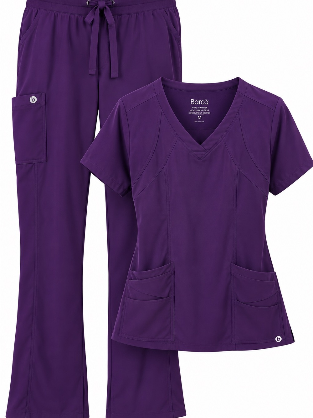 Barco Uniforms Deep Purple V-Neck Scrub Top and Drawstring Pants